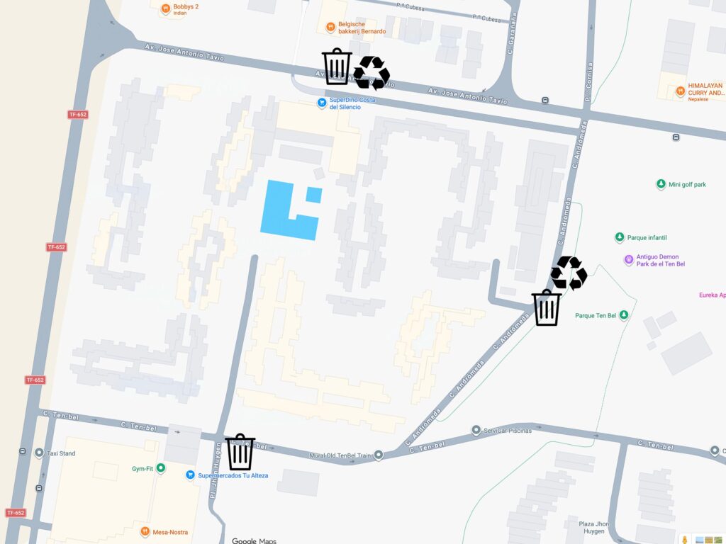 Map of bin locations